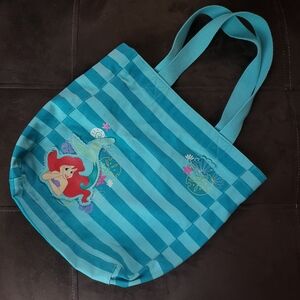 Disney Little Mermaid Blue Striped Tote Bag Vibrant Canvas Accessory